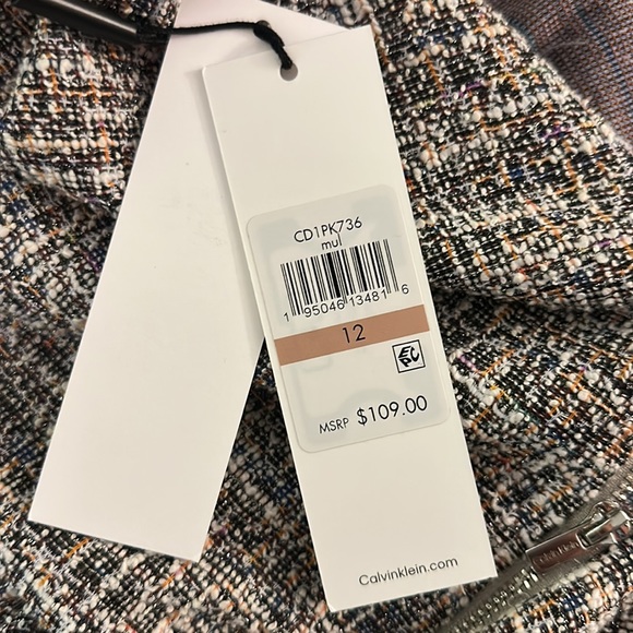 NWOT Calvin Klein Multi Boucle Career Sheath Shift Dress Short Sleeve Sz 12 - Picture 8 of 12